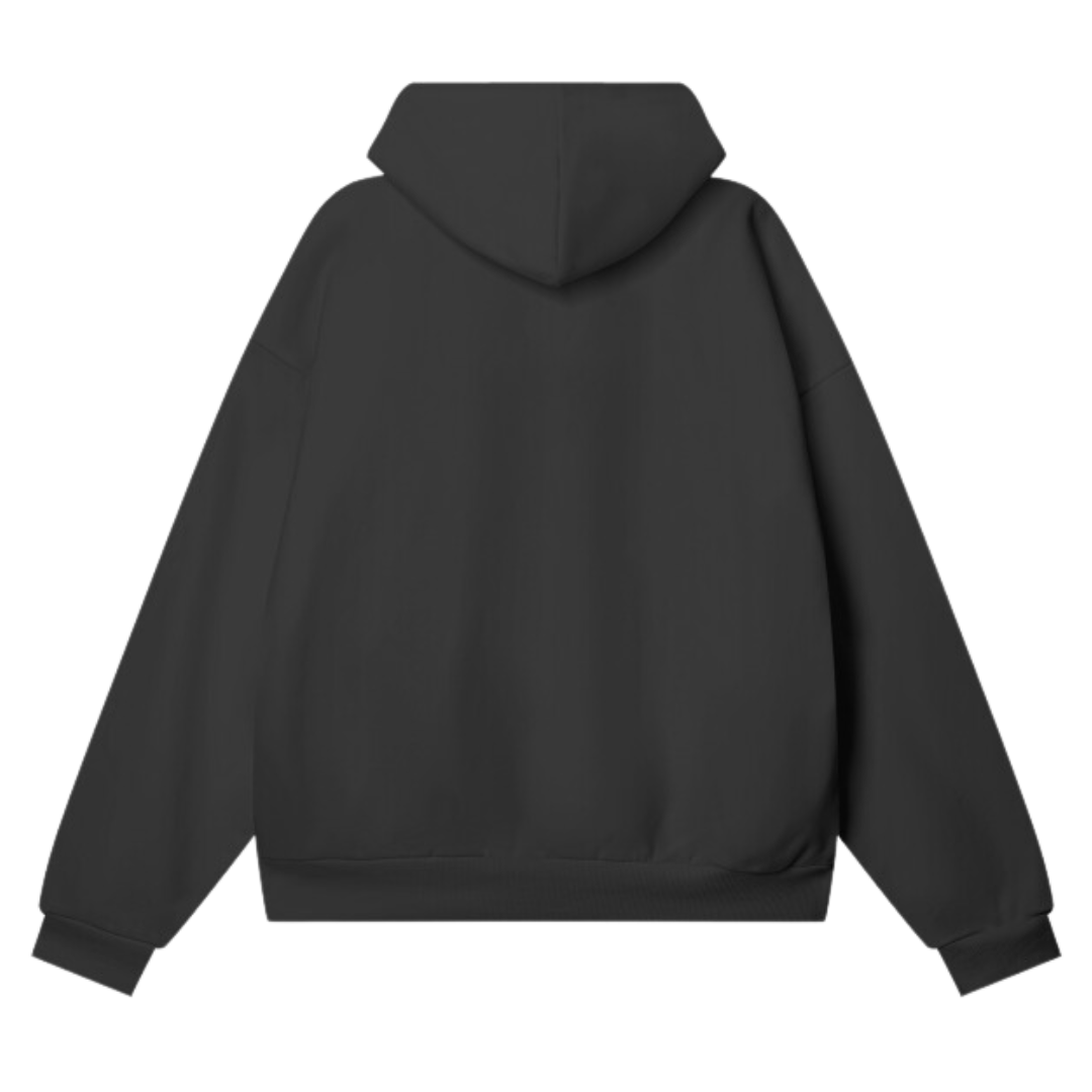 Lewis Born In Line Racing Oversize Heavyweight Hidden Pocket Fleece Hoodie - Black