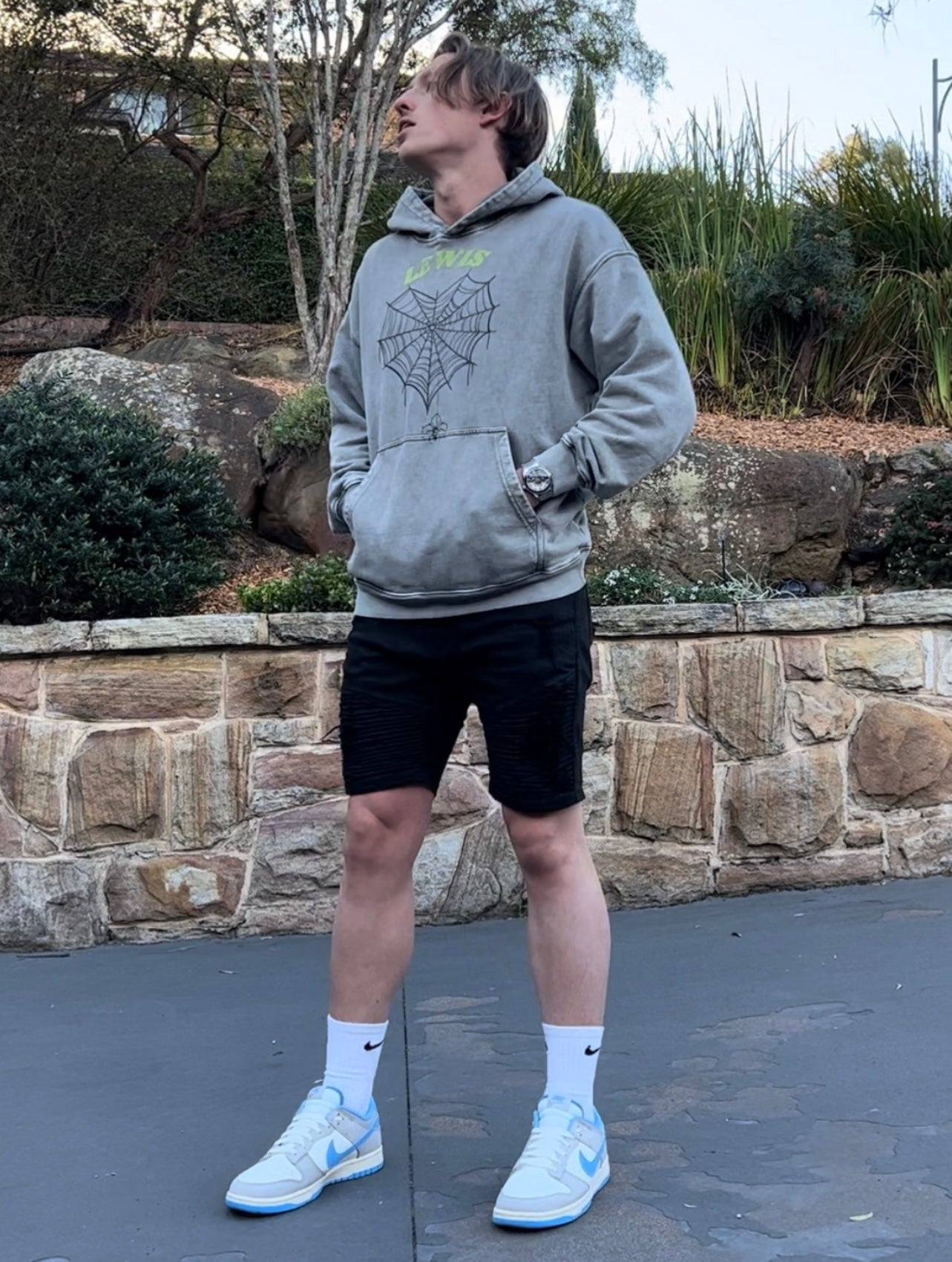 Lewis Webbed Heart Unisex Oversized Snow Wash Hoodie