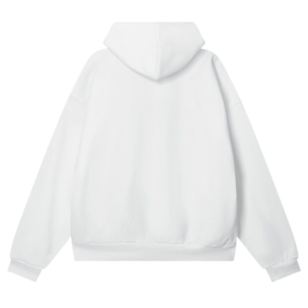 Lewis Born In Line Racing Oversize Heavyweight Hidden Pocket Fleece Hoodie - White
