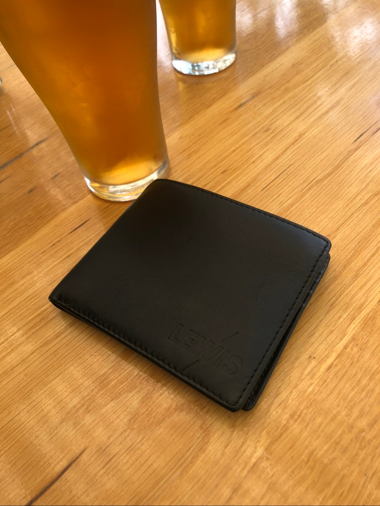 LEWIS Black Genuine Leather Mens Wallet