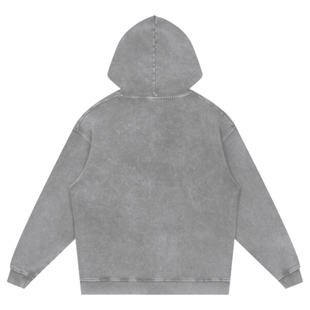 Lewis Webbed Heart Unisex Oversized Snow Wash Hoodie
