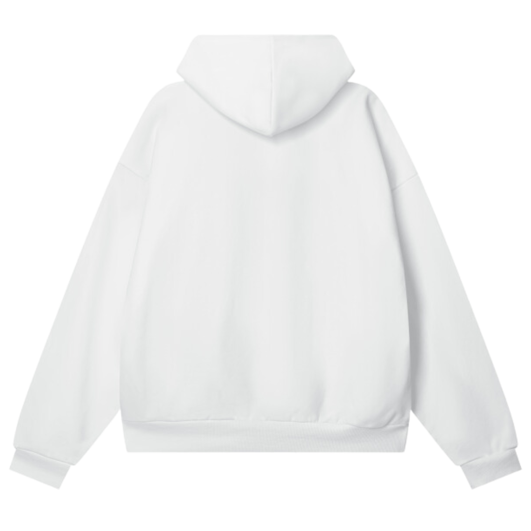 Lewis Born In Line Racing Oversize Heavyweight Hidden Pocket Fleece Hoodie - White/Pink