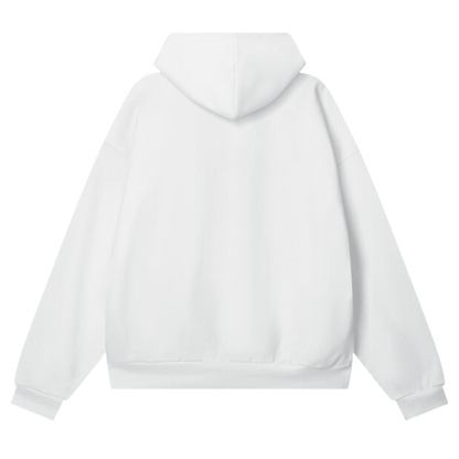 Lewis Born In Line Racing Oversize Heavyweight Hidden Pocket Fleece Hoodie - White